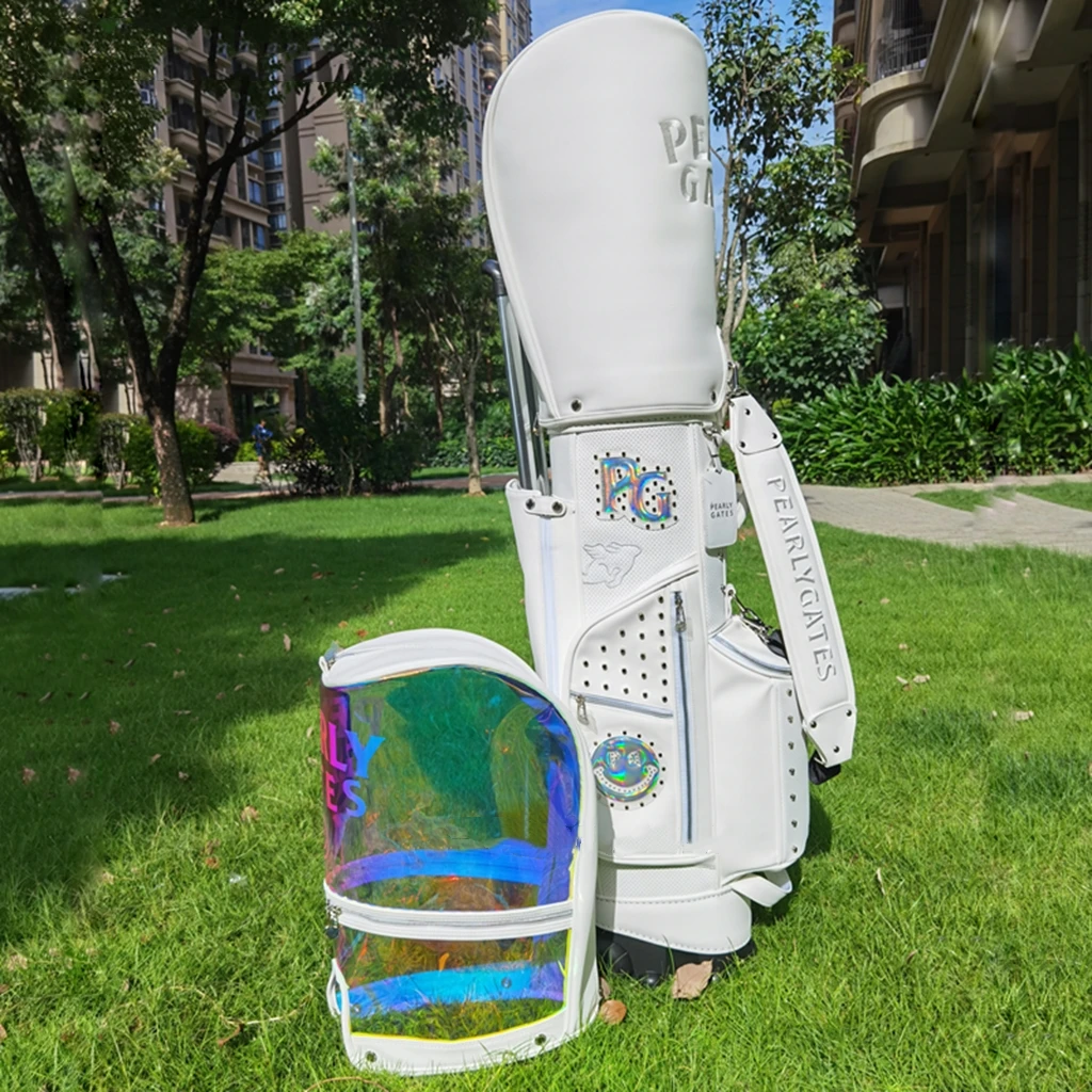 

NEW Women's Golf Bag Golf Stand Bag Fashion PG White/Black PU Waterproof and Wear-Resistant with Ransparent Cap