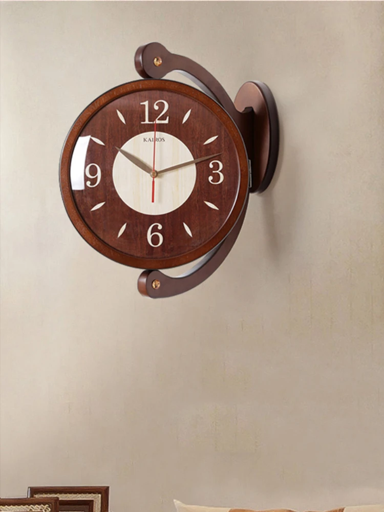 

Wooden Double Sided Wall Clock Modern Design Luxury Art Silent Chinese Wall Clock Living Room Horloge Murale Home Decoration 50