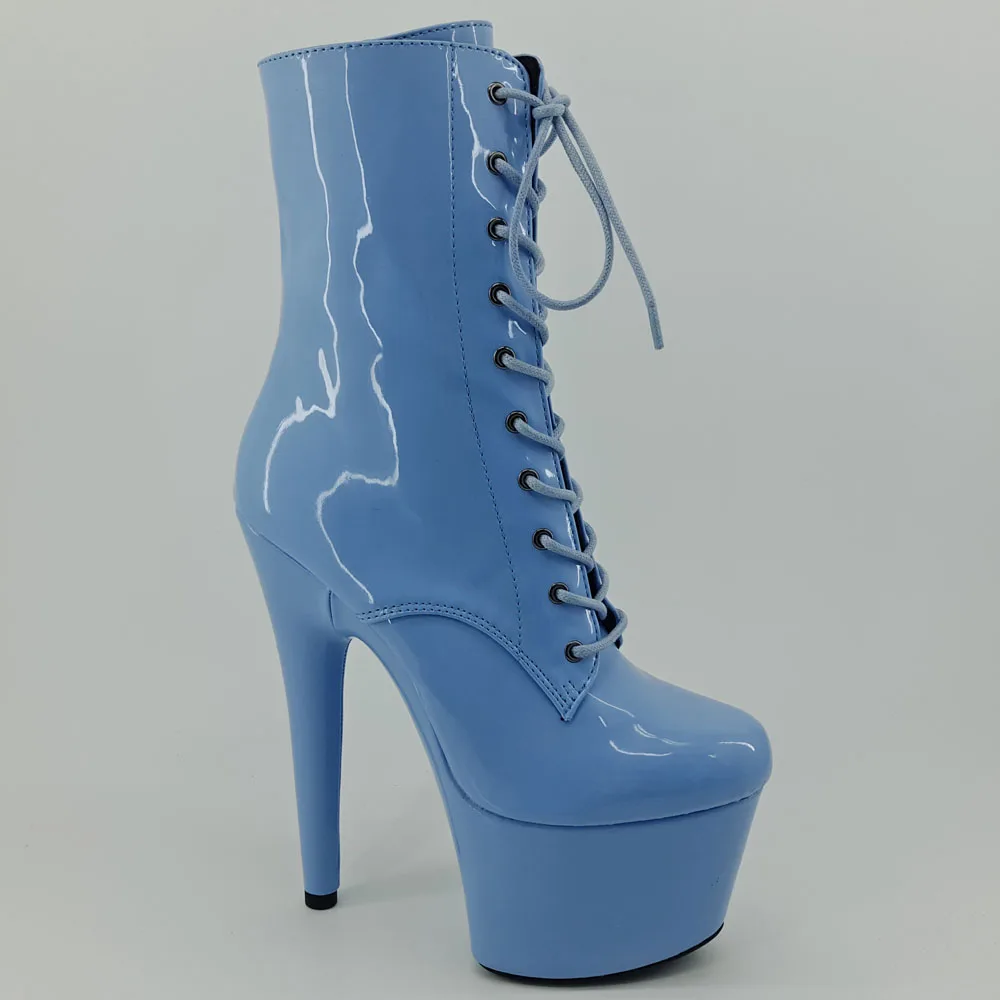 Leecabe Shinny Blue 7inch/17CM heels' Pole dancing boot with closed toe Pole Dance boot