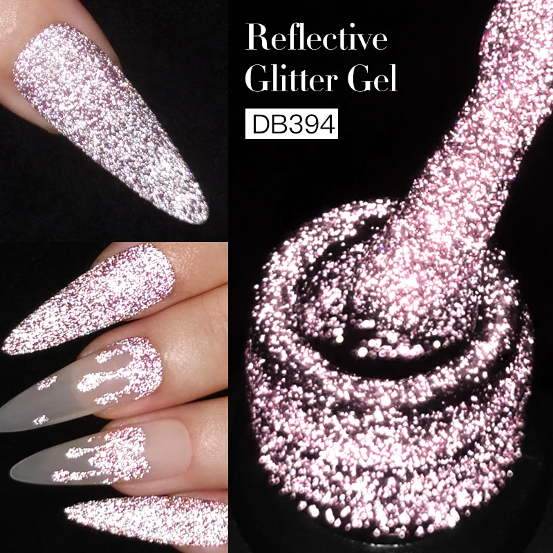 Mtssii 7ml Reflective Glitter Nail Gel Polish Pink Sparkling Soak Off UV Gel Varnish Semi Permanent For Manicure Nail Art Gel