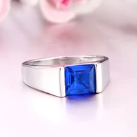 2022 new men rings silver plate geometric sapphire gemstone trendy finger jewelry for wedding engagement party components