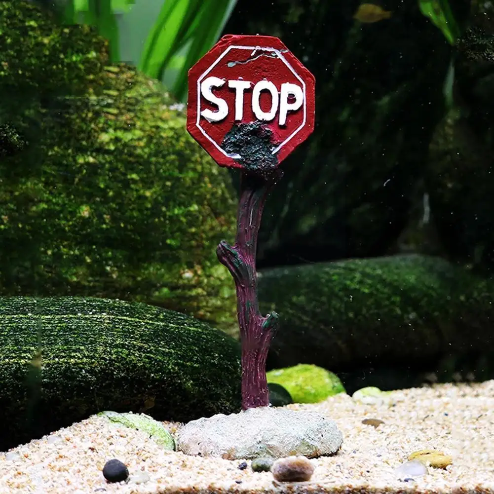 

Creative Resin Aquarium Decoration Ornaments Artificial Shark Warning Sign Landscaping Accessories for Fish Aquarium Background
