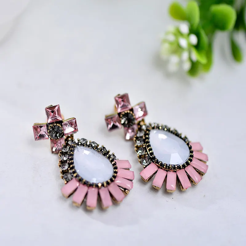 

Европейские и американские модные аксессуары, красочные серьги-капли воды, серьги с кристаллами, Винтажные серьги