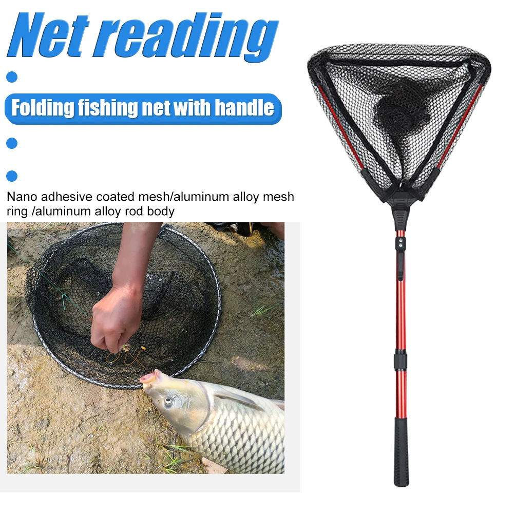 

Складная рыболовная сачок Легкая установка треугольная рыболовная ручная сетка головка легкий алюминиевый сплав уличные аксессуары