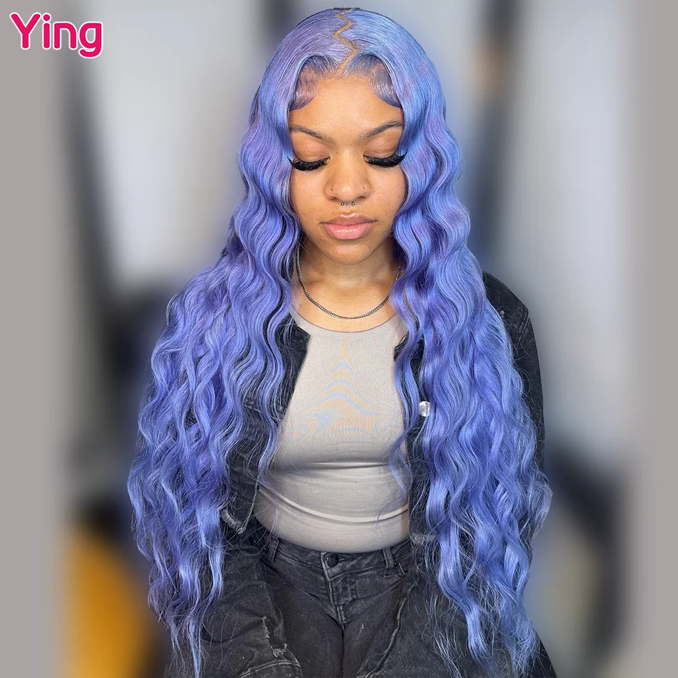 

Ying Hair Deep Wave Purple Colored 13x4 Lace Front Human Hair Wigs 13x6 Lace Frontal Wig PrePlucked Brazilian 613 Blonde Wig