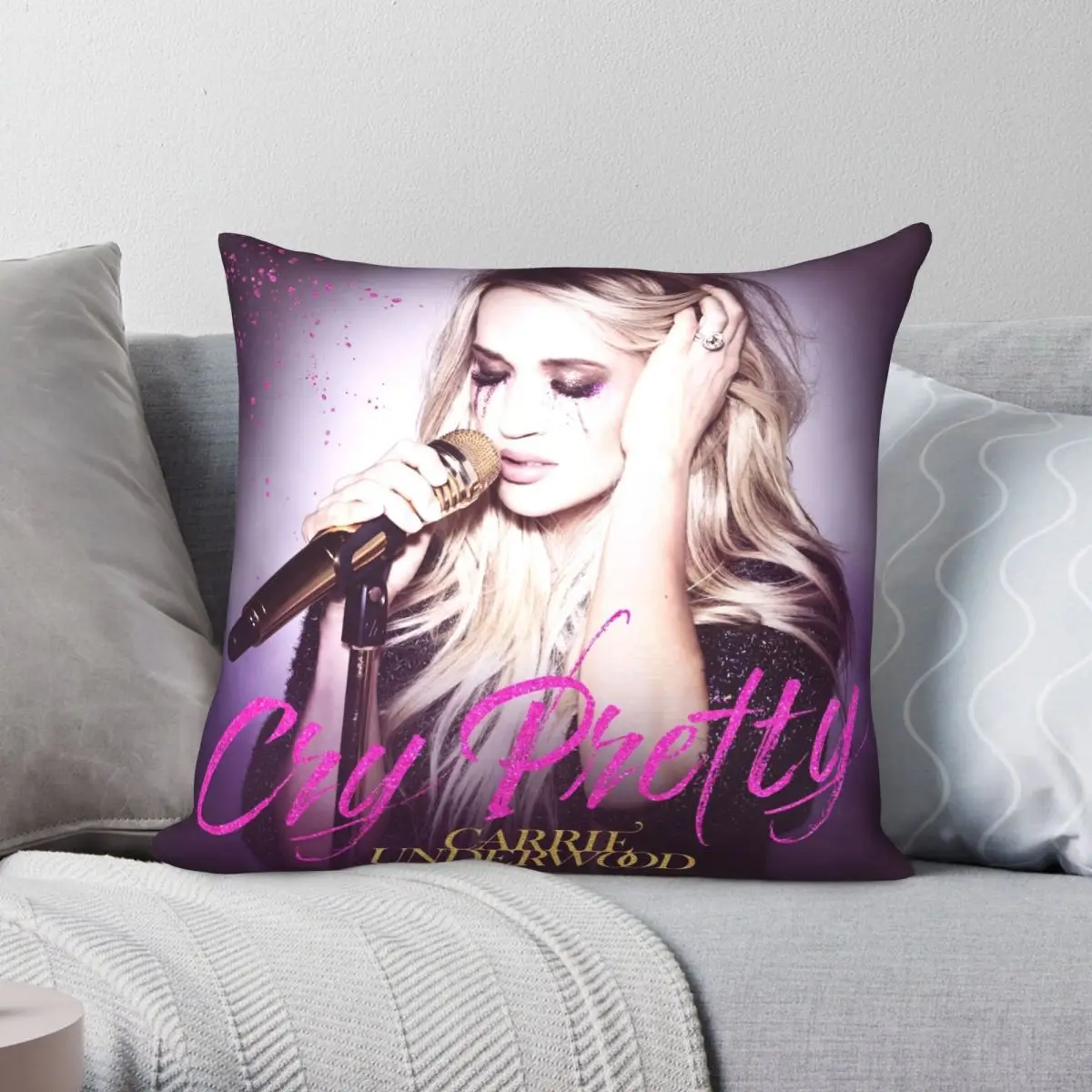 

Квадратный чехол для подушки Carrie Cry Pretty Tour, полиэстеровый льняной бархатный чехол с принтом на молнии, декоративный чехол для диванной подуш...