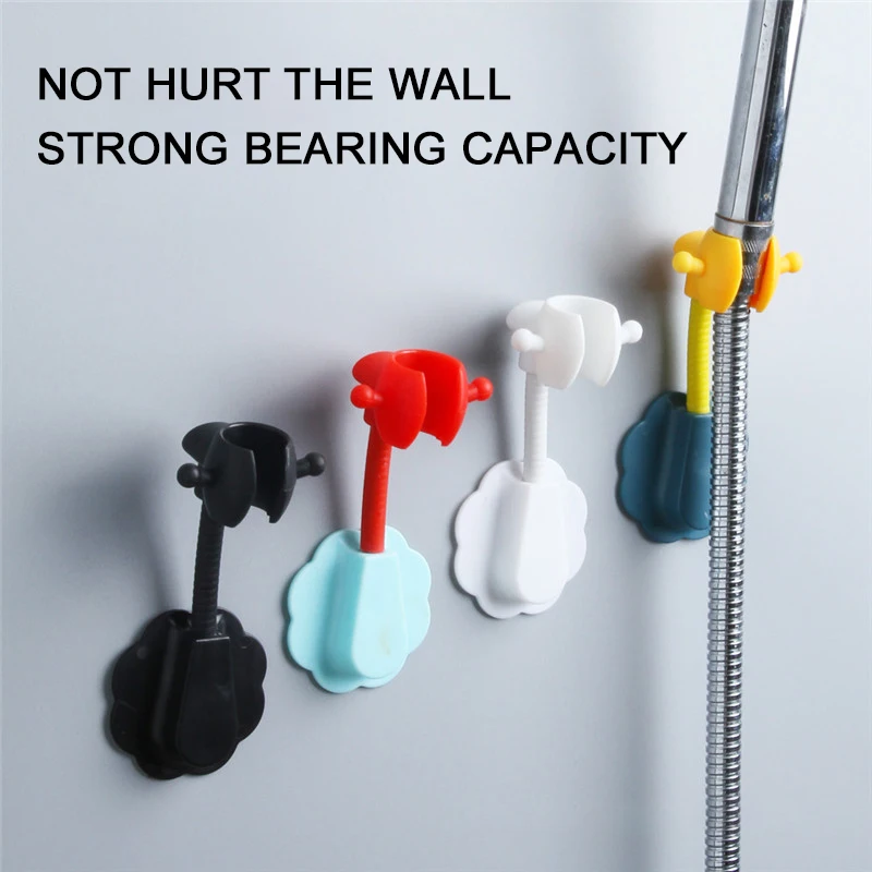 

1pcs 360° Adjustable Self-Adhesive Shower Head Holder Bathroom Wall Mount Bracket With Hooks Suction Cup Universal Accessories