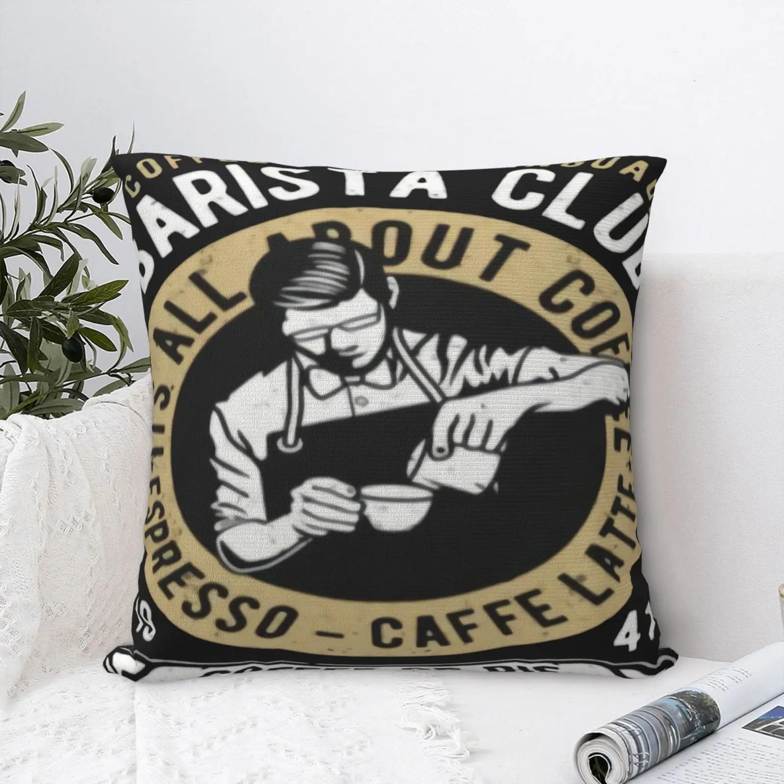 

Coffee Is My Language Barista Club 4970 чехол-наволочка для подушки Чехол для подушек с молнией Современная Подушка для спальни белый и черный