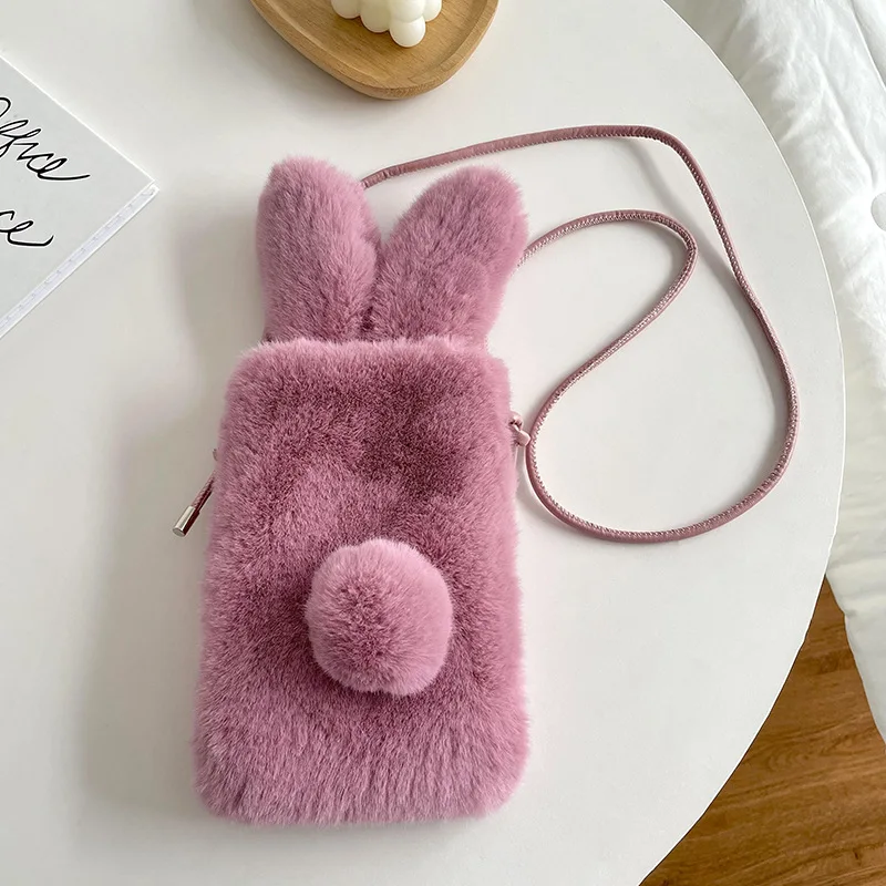 

Новинка 2023, кошельки и сумочки из искусственного меха для девочек, милые плюшевые сумки через плечо для женщин, маленький кошелек, сумочка, женская сумка через плечо для телефона