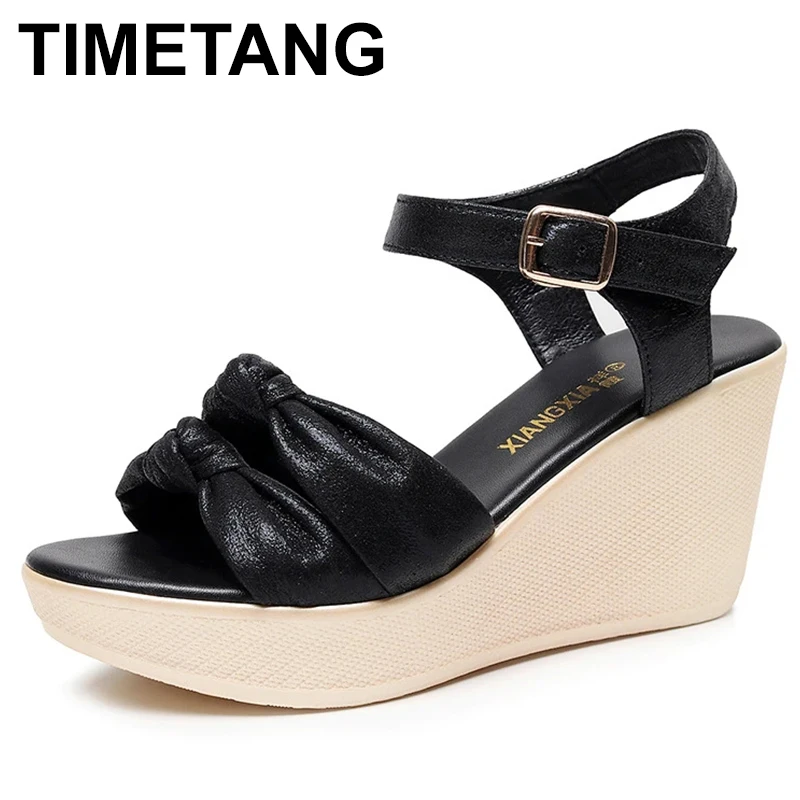 

Женские босоножки из натуральной кожи, на танкетке, большие размеры