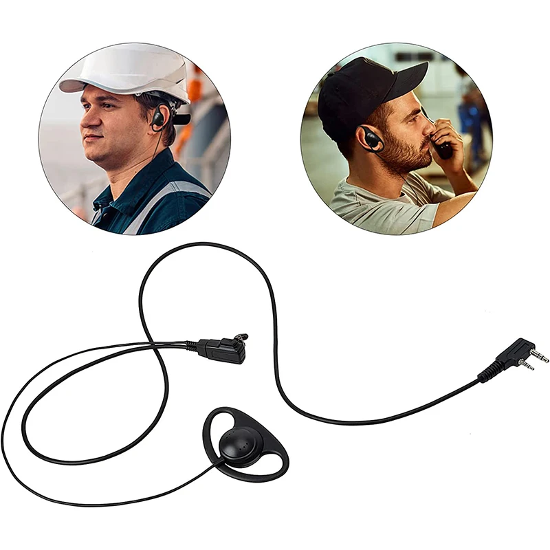 D Shape Walkie Talkie Earpiece with Mic PTT Headset for Baofeng UV-5R BF-888s BF-F8HP UV-82 UV-82HP Kenwood Retevis 2 Way Radio