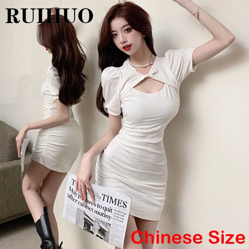 

RUIHUO Corset White Summer Dress Women 2022 Korean Summer Clothes For Women Dress Sexy Chinese Size XXS-S New Arrivals