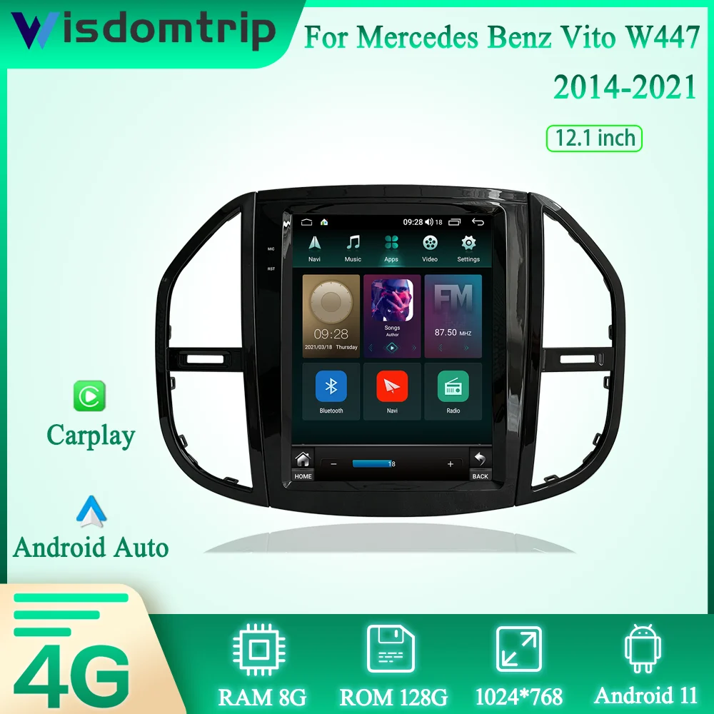 

12.1 inch For Mercedes Benz Vito 116 W447 2014-2021 Car Multimedia Video Player GPS Navigation Android 11 8Core 6+128G Carplay