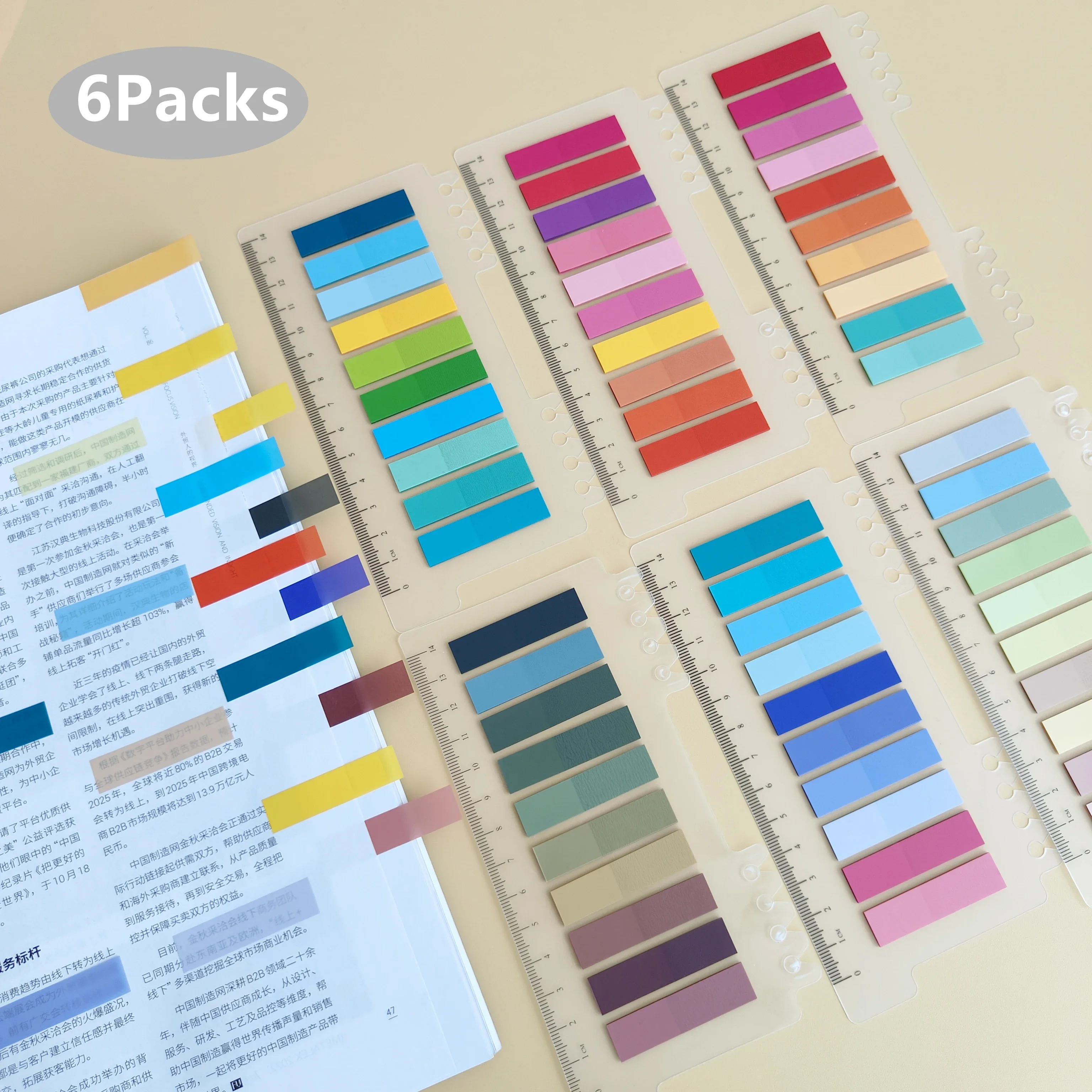 

Stationery Self-adhesive Posted It Book Cute Clear Kawaii Transparent Sticky Annotation Reading Notes Tab Bookmarkers 6packs/set