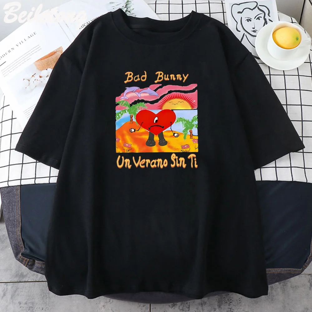 

Bad Bunny Un Verano Sin Ti Printed T Shirt Women Men Classic O-neck T-shirt Funny 90S Ullzang Top Tee Shirt Camisetas Ropa Mujer