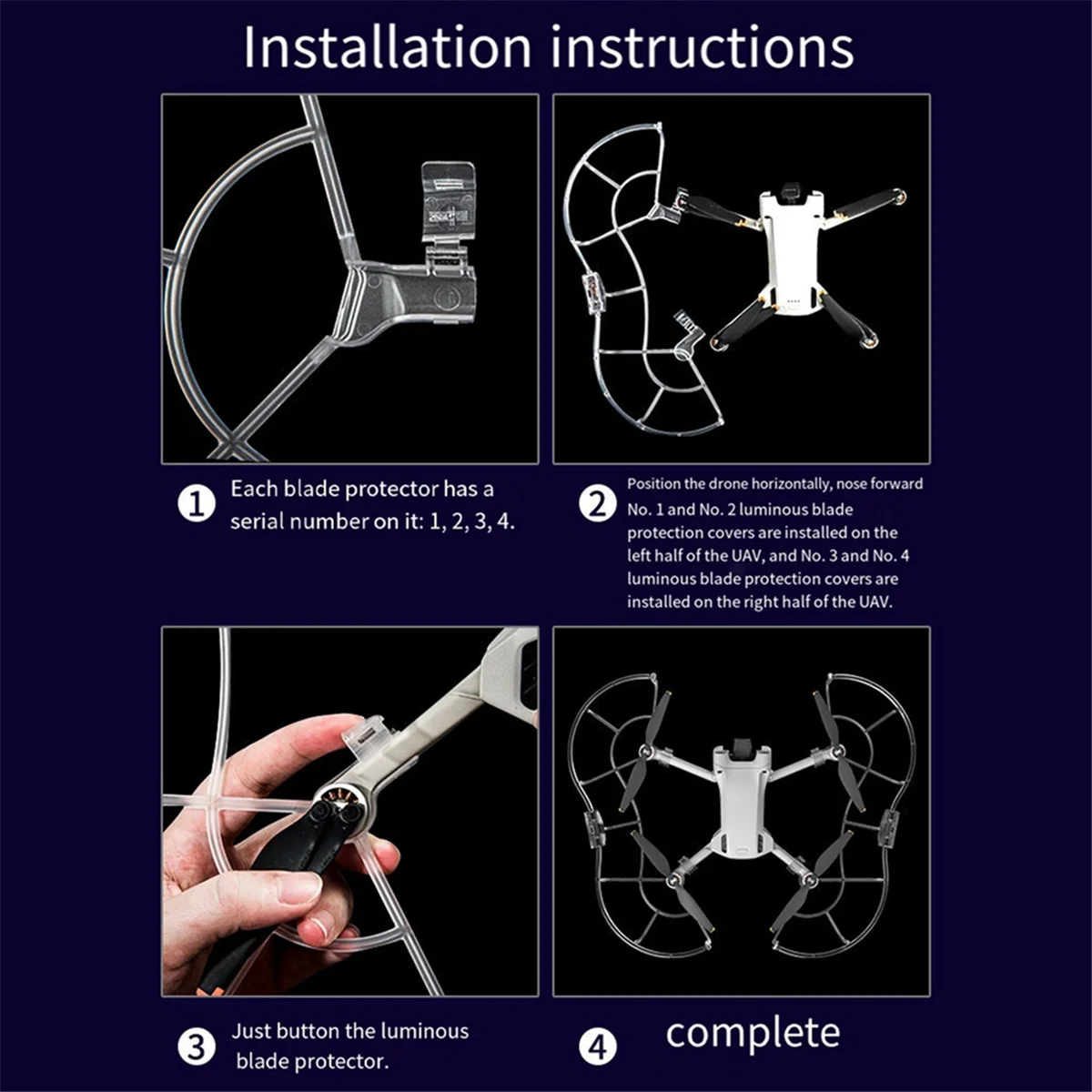 Для DJI Drone Mini3/3Pro с подсветкой защита лопастей Многофункциональный удобный