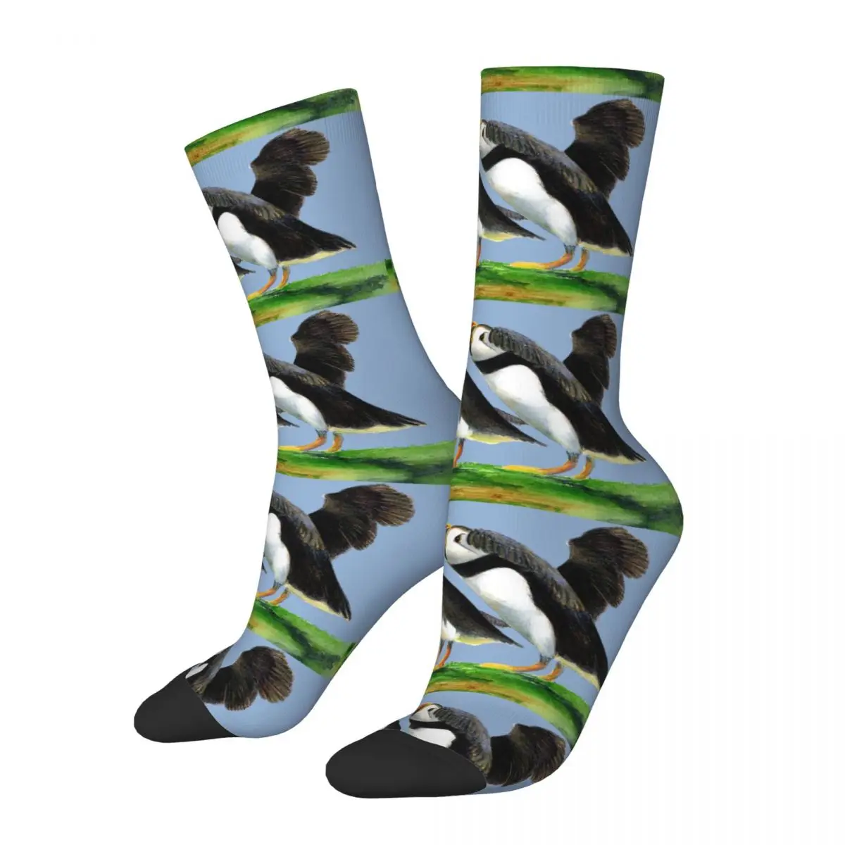 

Funny Men's compression Socks Flying High Retro Harajuku Tufted Puffins Lunda Cirrhata A Rare Ornamental Bird Street Crew Sock