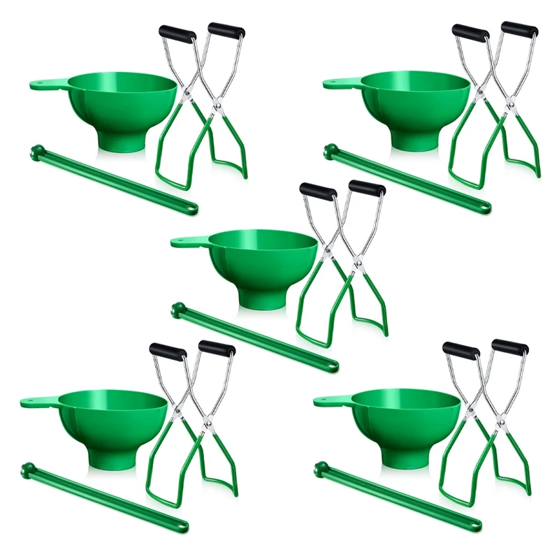 

Big Deal 5X Canning Kit Jar Lifter Wide Mouth Canning Funnel Lid Wand For Canning Jars Anti-Scald Kitchen Tools(3Pcs,Green)