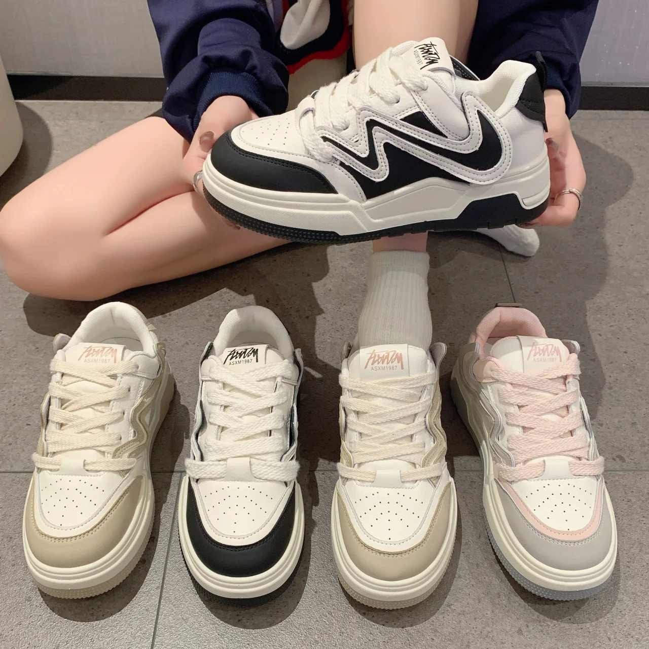 

Round Toe Breathable Shoes All-Match Mixed Colors Casual Female Sneakers 2023 Fashion Women's Clogs Platform Tennis Small Summer