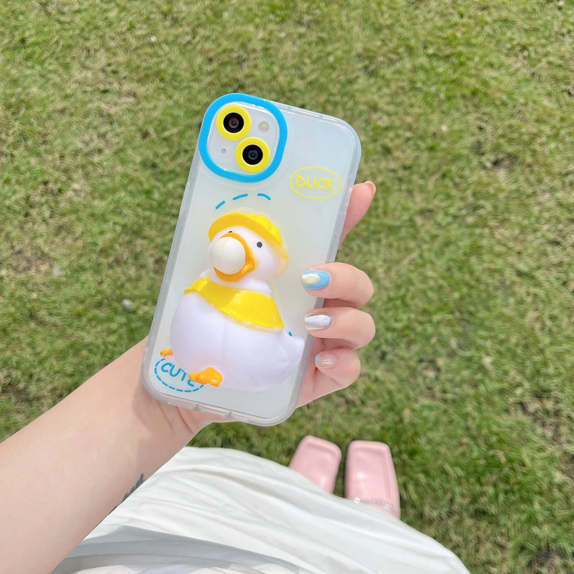Bubble Duck, Creative Decompression Casual Cartoon Style Mobile Phone Case,Suitable for IPhone: 13/12/11/XS