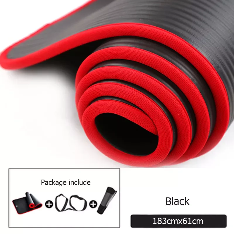 

10MM Extra Thick 183cmX61cm High Quality Non-slip Yoga Mats For Fitness Tasteless Pilates Gym Exercise Pads with Bandages