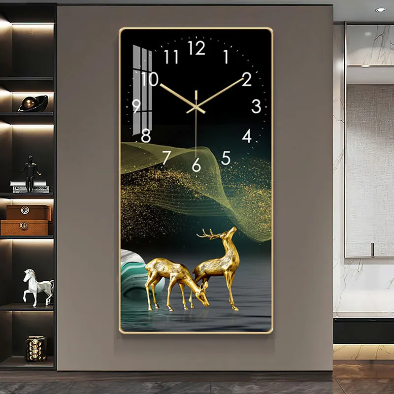 

Modern Minimalist Creative Deer Wall Clock Rectangular Art Wall Clocks Quartz Mute Watch Clock Home Living Room Decoration