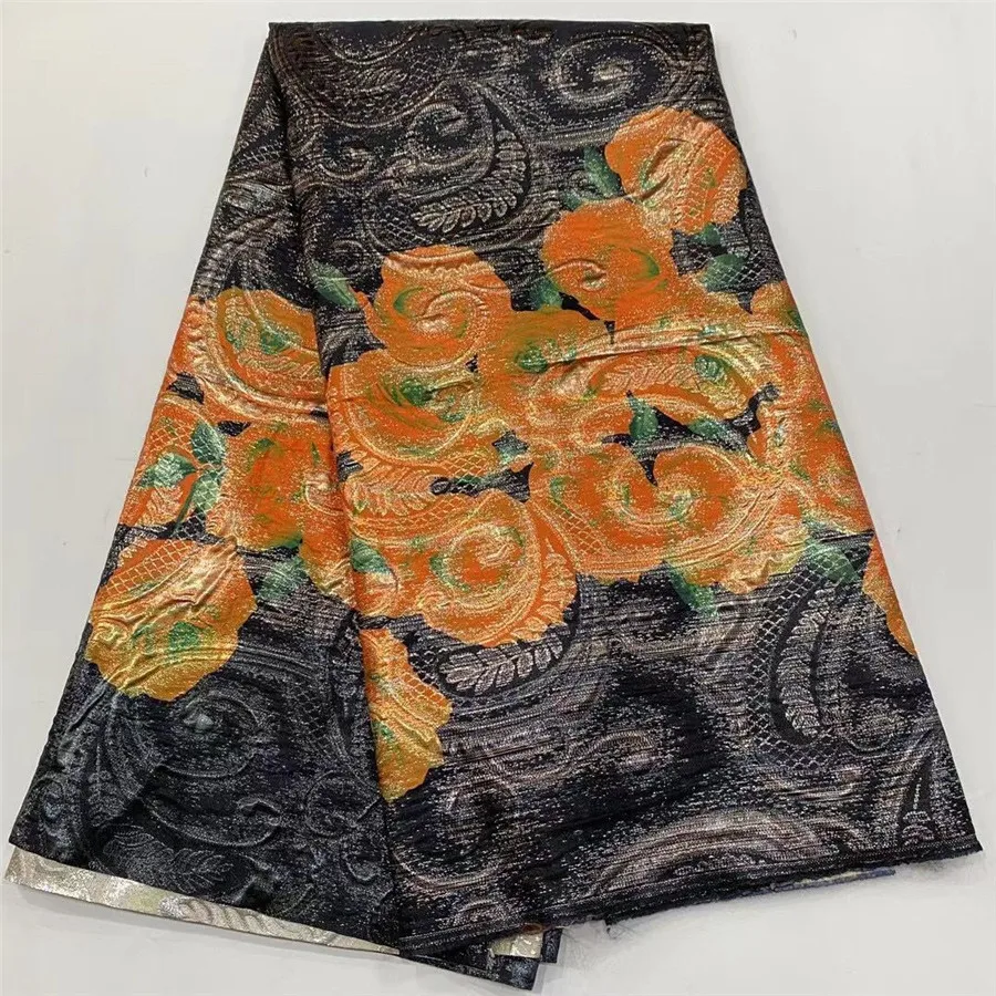 

2022 африканская жаккардовая ткань, Ранняя нигерийская Цветочная Дамасская ткань, Цветочная кружевная ткань, ткань для платья 5 ярдов PJZ32