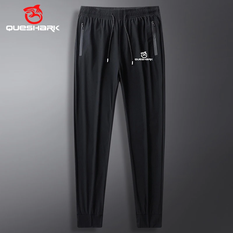 

Queshark Men Reflective Ice Silk Quick Dry Running Pants Zipper Pockets Breathable Training Jogging Cycling Fitness Trousers