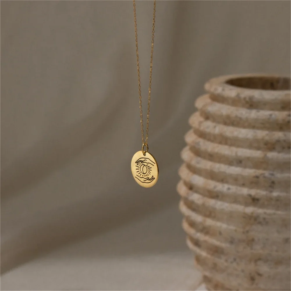 Celestial Lady Necklace Caitlyn Minimalism Street Necklace Sun Moon Stainless Steel Necklace Best Friend Gift Graduation Gift