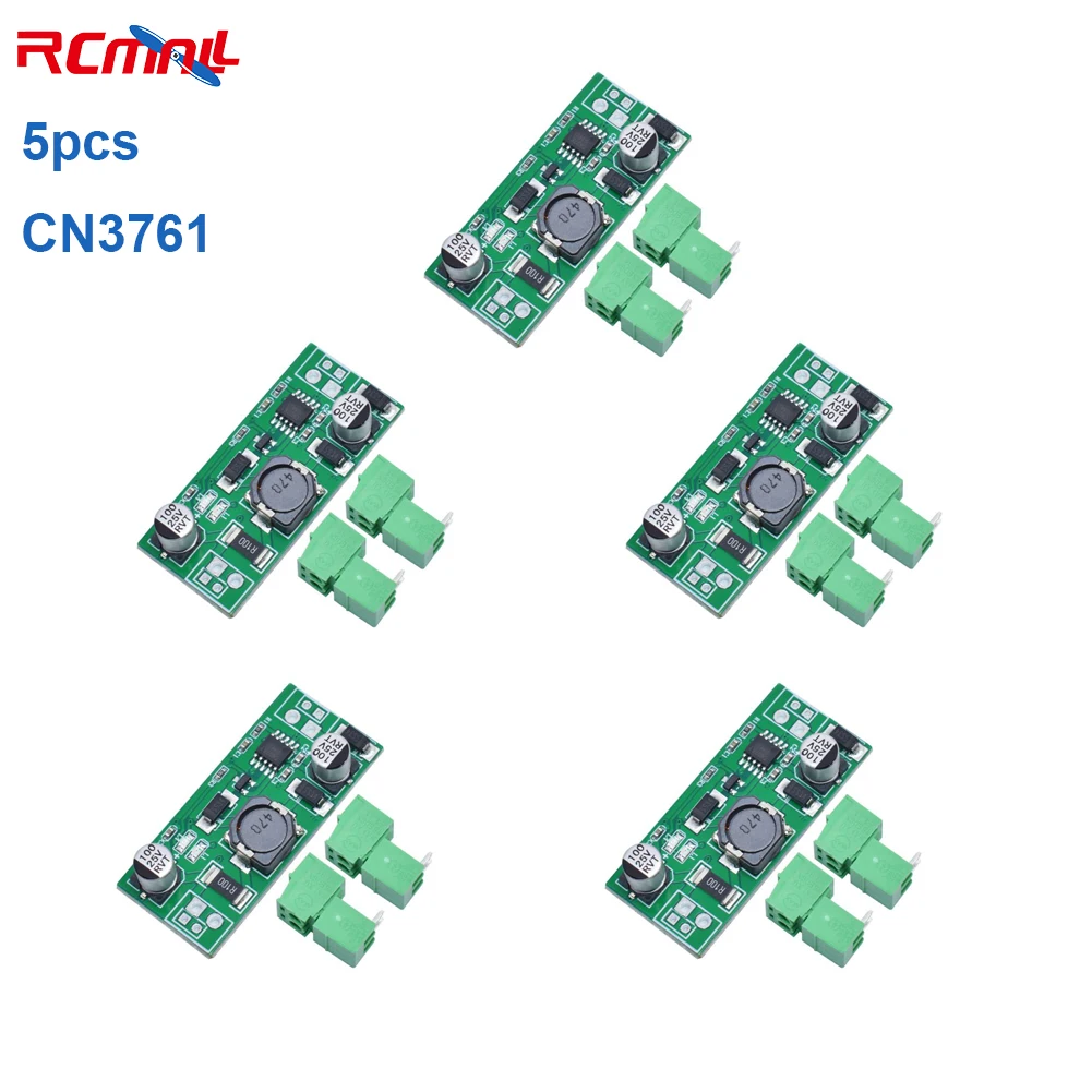

RCmall 5Pcs CN3761 Solar Wide Voltage Charging Module 3.7V4.2V Single Lithium Battery Charging Board