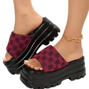 

Dress Comfortable Summer Women Sandals Cute Slippers Round Toe Elegant Woman Shoes With Medium Heels Chic Low Wedges 2023 Heeled