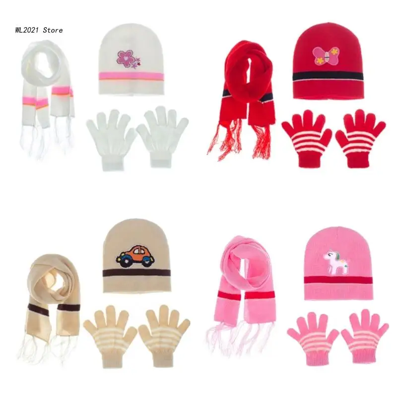 

Набор из трех предметов, шарф, шапка для маленьких девочек, детские шапочки, вязаные шапочки, шапки, Детские Зимние теплые шерстяные вязаные ...