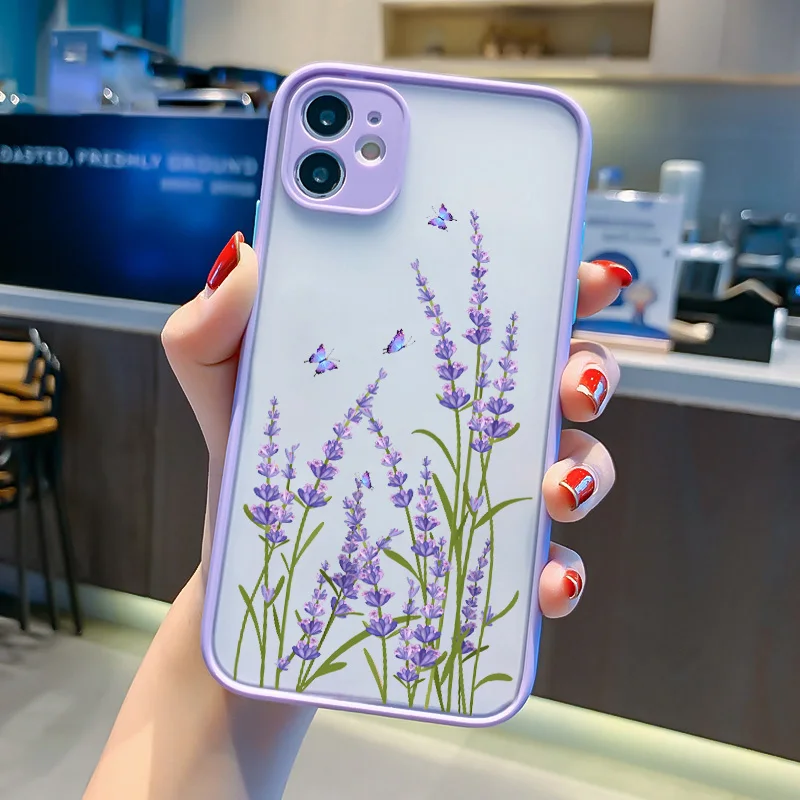 

Butterfly Lavender Higan Flower Phone Case for Iphone 6s 7 8 Plus SE 2 12 13 Mini 11 Pro Max X XR XS Max Hard Shockproof Case