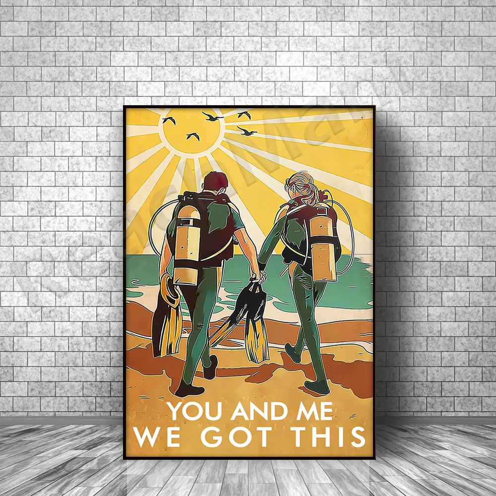

diver scuba diving couple you and me we got this poster wall art print home living decor