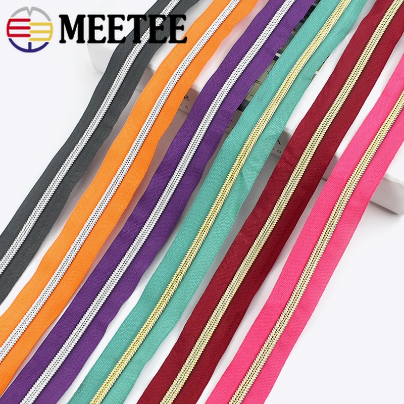 

5/10Meters 5# Nylon Zipper Tape with Puller Slider Decorative Zips for Bag Clothing Garment Repair Kits DIY Sewing Accessories