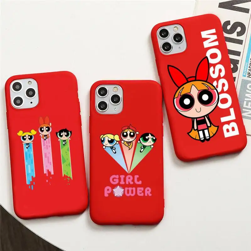 

Cute funny Cartoon Powerpuff Girls Phone Case For iphone 13 12 11 Pro Max Mini XS 8 7 6 6S Plus X SE 2020 XR Red Cover