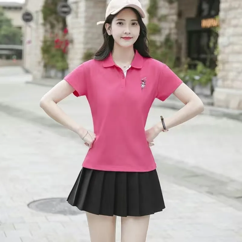 Summer golf tops women's Solid color golf T-shirt Lapel Polo shirt for women golf wear sportswear Korea Golf Apparel