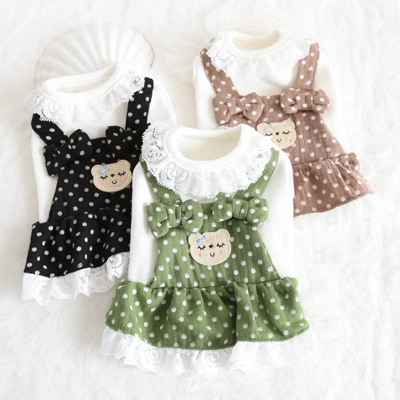 

Dog Clothes Cute Puppy Dress Autumn Winter Sweet JK Skirt Cat Dog Harness Knitted Sweater Warm Coat Chihuahua Yorkshire Poodle