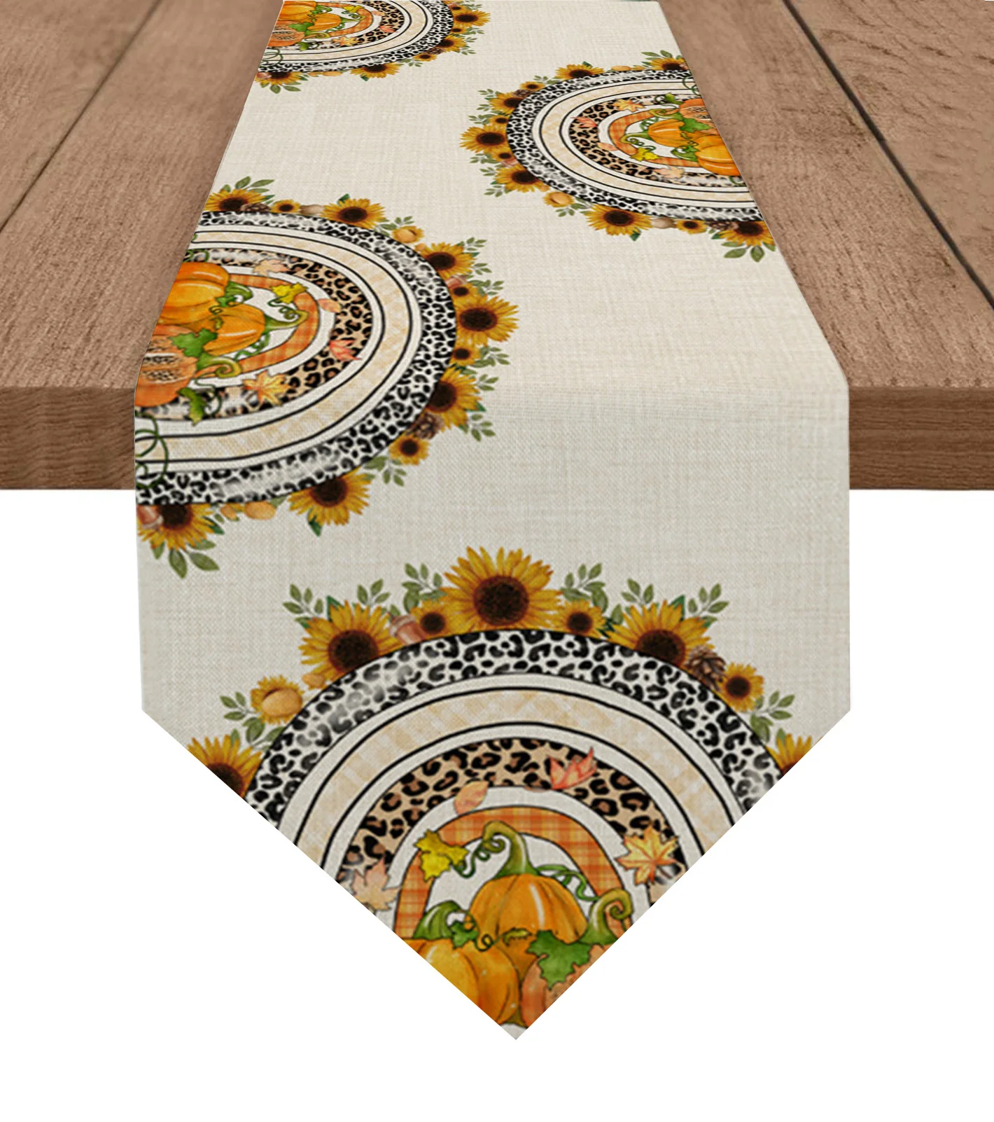 

Thanksgiving Pumpkin Flower Sunflower Table Runner Wedding Holiday Party Decor Tablecloth Summer Kitchen Dining Table Runner