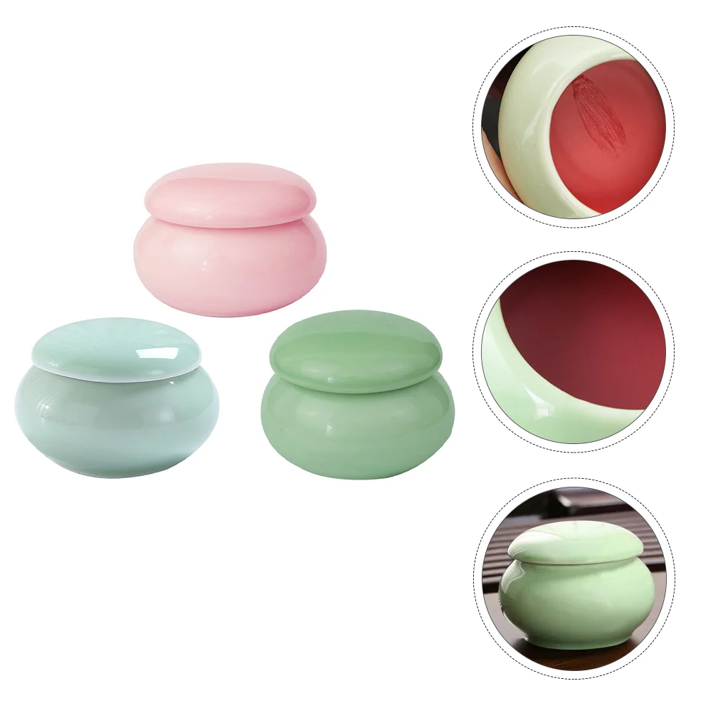 

3pcs Ceramic Cosmetic Sub Containers Exquisite Simple Empty Cosmetics Jars