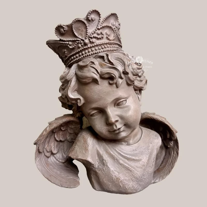 Французская винтажная потертая резиновая Корона ангел украшение для бюста сада