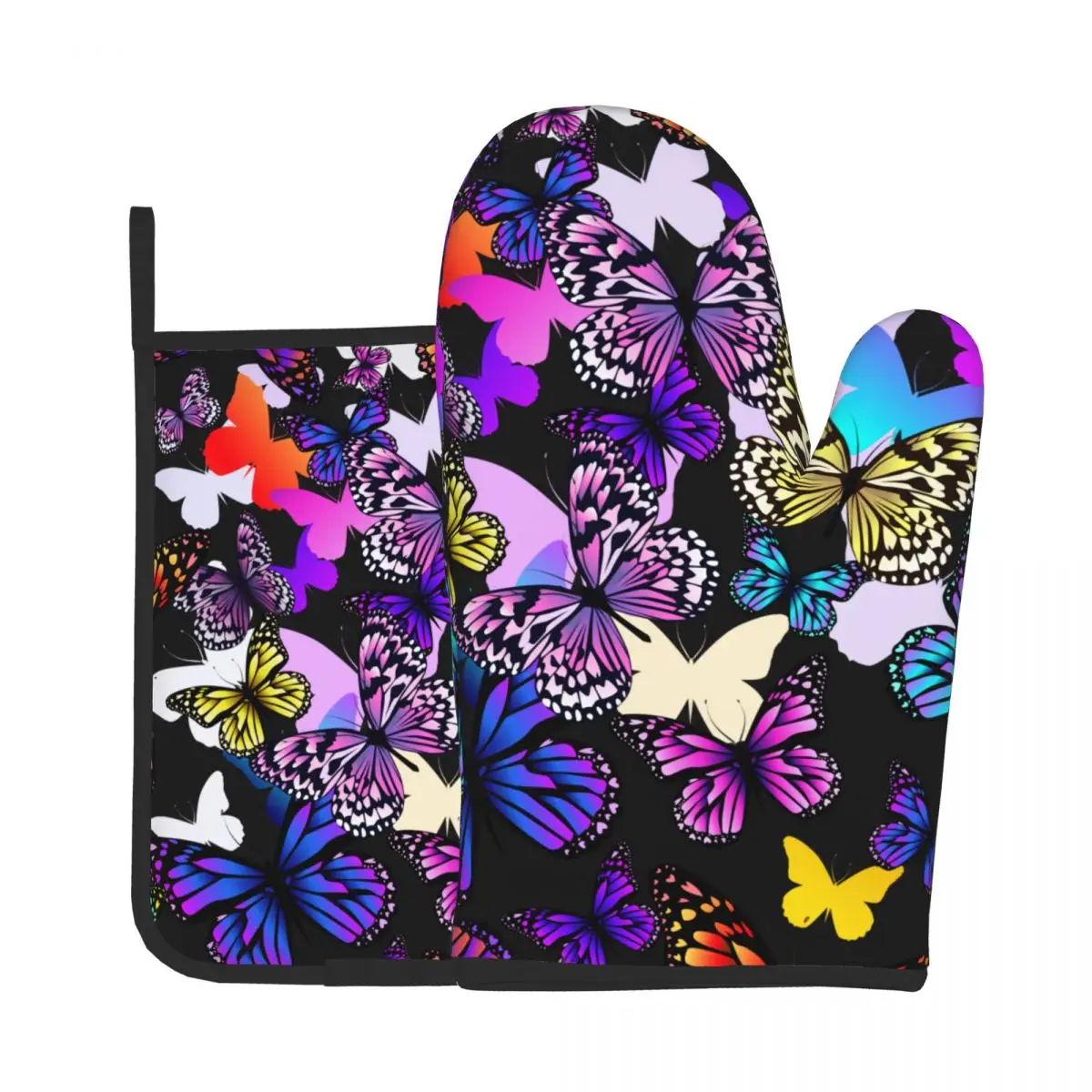 

2PCS/Set Butterfly Kitchen Gloves Baking Oven Cooking Oven Mitts Polyester Potholder Mat Stove Gloves Microwave Insulation Pad