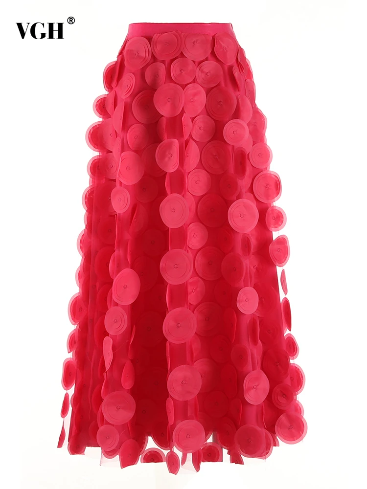 

Женская Длинная свободная юбка VGH, однотонная трапециевидная сетчатая юбка с высокой талией в стиле пэчворк, стильная уличная одежда на лето 2023