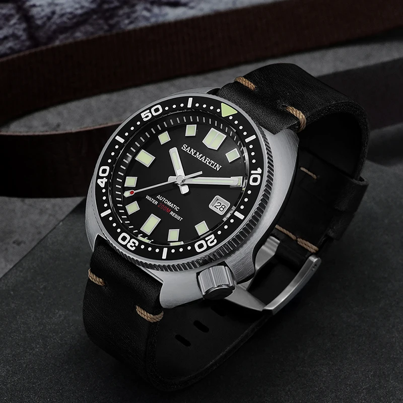 

San Martin Turtle Diving Watch Men Upgraded Version 20 Bar Stainless Steel Mens Automatic Mechanical Watch Sapphire Luminous