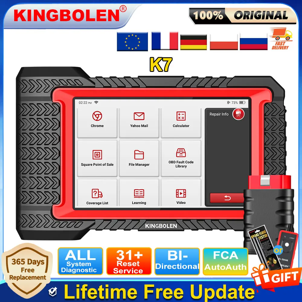 

KINGBOLEN K7 Полный системный диагностический инструмент Автоматический сканер OBD2 31 сброс кодирования IMMO ECU пожизненная бесплатная модернизация pk Thinkscan Max 2