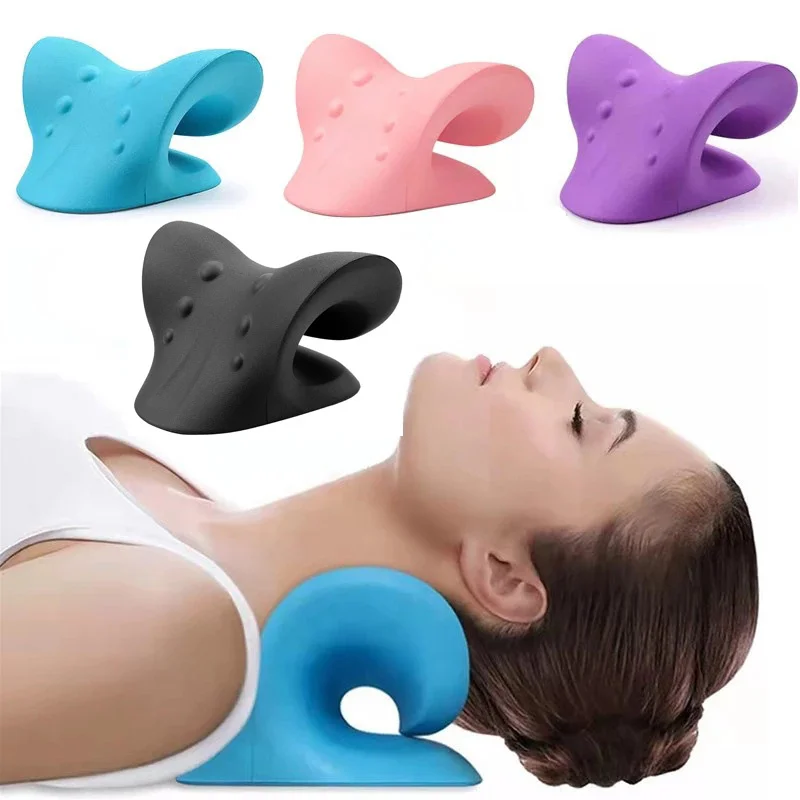 Neck Shoulder Stretcher Relaxer Cervical Chiropractic Traction Pillow Massage Pain Relief Support Corrector Device |
