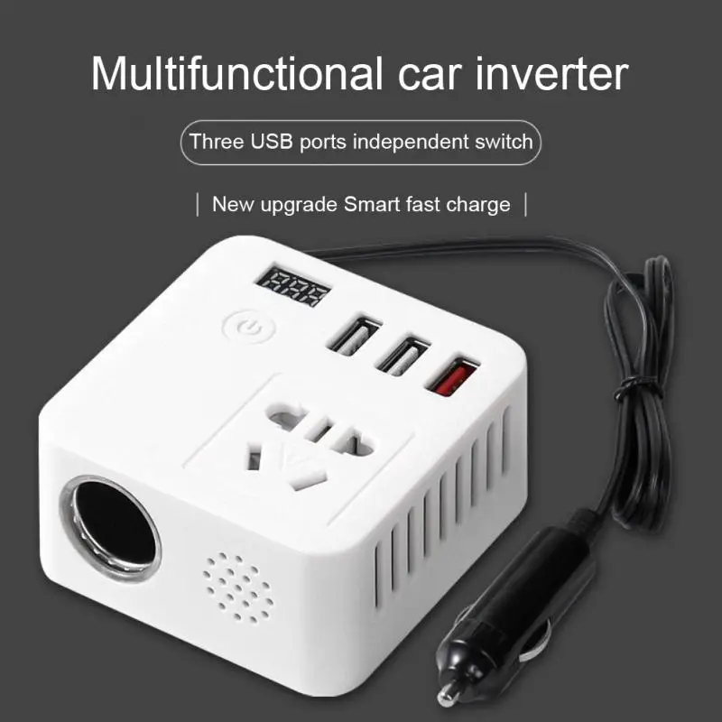

12v24v To 220v Car Inverter Portable Durable Car Truck Converter Power Supply High Power Practical Car Supplies Qc3.0 Universal
