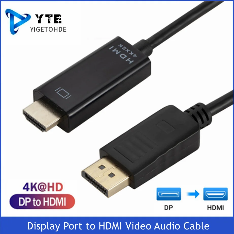 YIGETOHDE порт дисплея к HDMI 4K * 2K 30Hz Кабель DP-HDMI для ПК ноутбука HDTV проектора Видео Аудио кабель DisplayPort к HDMI