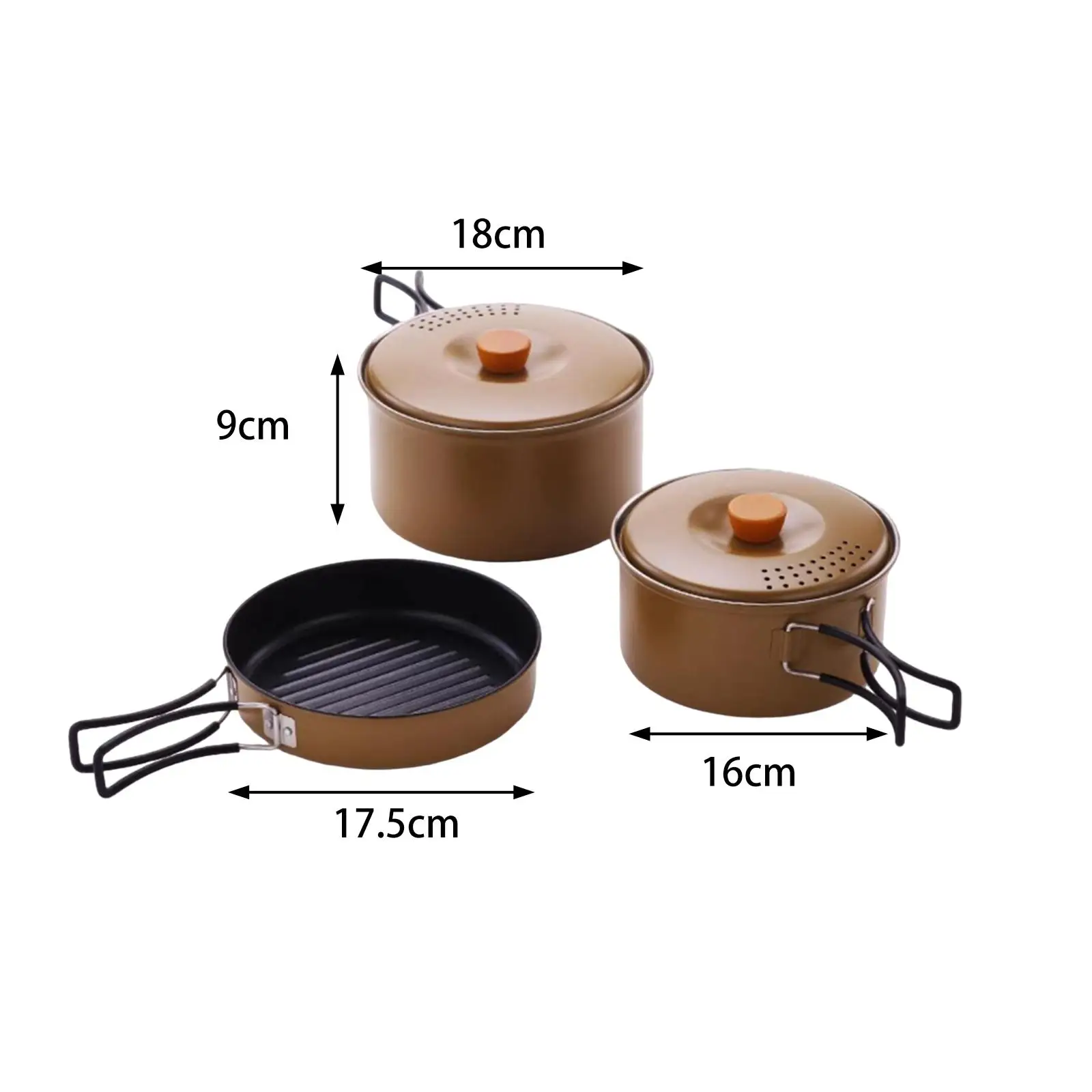 3 шт. набор для приготовления пищи на природе кастрюли и сковородки из