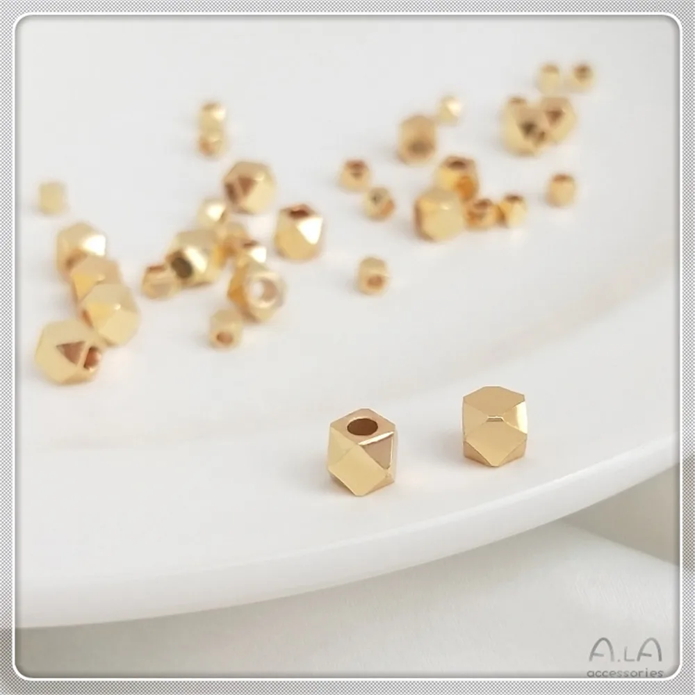 

14K gold clad cut angle beads polygonal faceted loose beads diy handmade beading material jewelry accessories